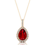 Ruby Teardrop Pendant with Diamond Halo - GeumJewels