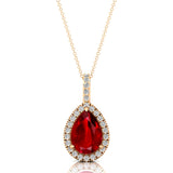 Ruby Teardrop Pendant with Diamond Halo - GeumJewels