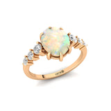 Oval Cut Opal with Graduated Diamonds Ring - GeumJewels