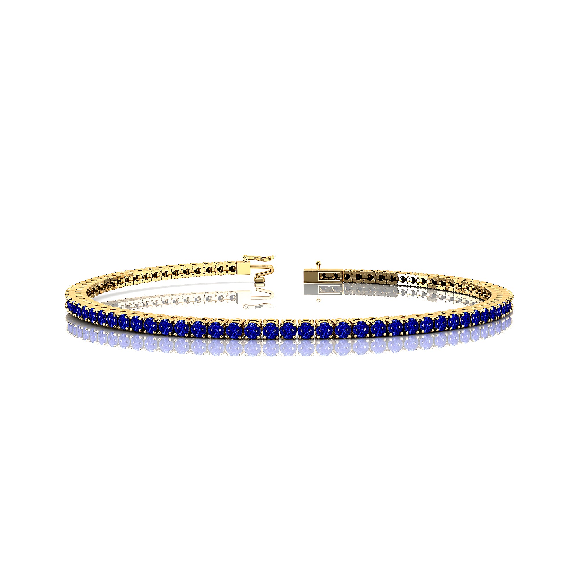 2mm Round Blue Sapphire Tennis Bracelet - GeumJewels