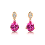Illussion Set Diamond Earrings with Pear Cut Pink Sapphire - GeumJewels