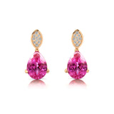 Illussion Set Diamond Earrings with Pear Cut Pink Sapphire - GeumJewels