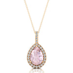 Morganite Teardrop Pendant with Diamond Halo - GeumJewels