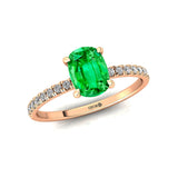 Long Cushion Emerald Thin Diamond Promise Ring - GeumJewels