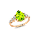 Pear Cut Peridot with Graduated Diamonds Ring - GeumJewels