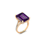 Emerald Cut Amethyst Split Shank Engagement Ring with Diamonds - GeumJewels
