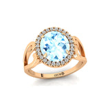 Vintage Love Inspired Oval Aquamarine Halo Diamond Engagement Ring - GeumJewels