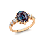 Oval Cut Alexandrite with Graduated Diamonds Ring - GeumJewels