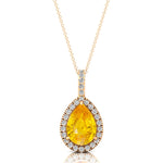 Yellow Sapphire Teardrop Pendant with Diamond Halo - GeumJewels