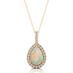 Opal Teardrop Pendant with Diamond Halo - GeumJewels