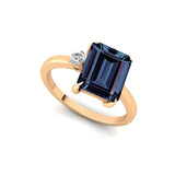 Emerald Shaped Alexandrite with 3mm Accent Solitaire Engagement Ring - GeumJewels