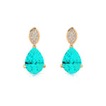 Illussion Set Diamond Earrings with Pear Cut Paraiba Tourmaline - GeumJewels