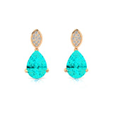 Illussion Set Diamond Earrings with Pear Cut Paraiba Tourmaline - GeumJewels