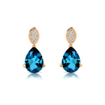 Illussion Set Diamond Earrings with Pear Cut London Blue Topaz - GeumJewels