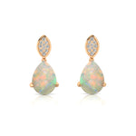Illussion Set Diamond Earrings with Pear Cut Opal - GeumJewels
