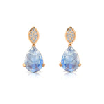 Illussion Set Diamond Earrings with Pear Cut Moonstone - GeumJewels