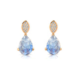 Illussion Set Diamond Earrings with Pear Cut Moonstone - GeumJewels