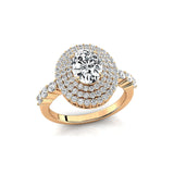 Triple Halo Diamond Oval Cut Lab Diamond Cocktail Ring - GeumJewels