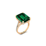 Emerald Cut Emerald Split Shank Engagement Ring with Diamonds - GeumJewels