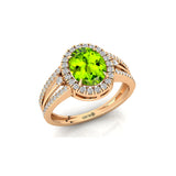 Solitaire Oval Peridot Split Shank Diamond Engagement Ring - GeumJewels