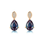Illussion Set Diamond Earrings with Pear Cut Alexandrite - GeumJewels