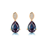 Illussion Set Diamond Earrings with Pear Cut Alexandrite - GeumJewels