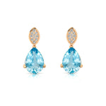 Illussion Set Diamond Earrings with Pear Cut Aquamarine - GeumJewels