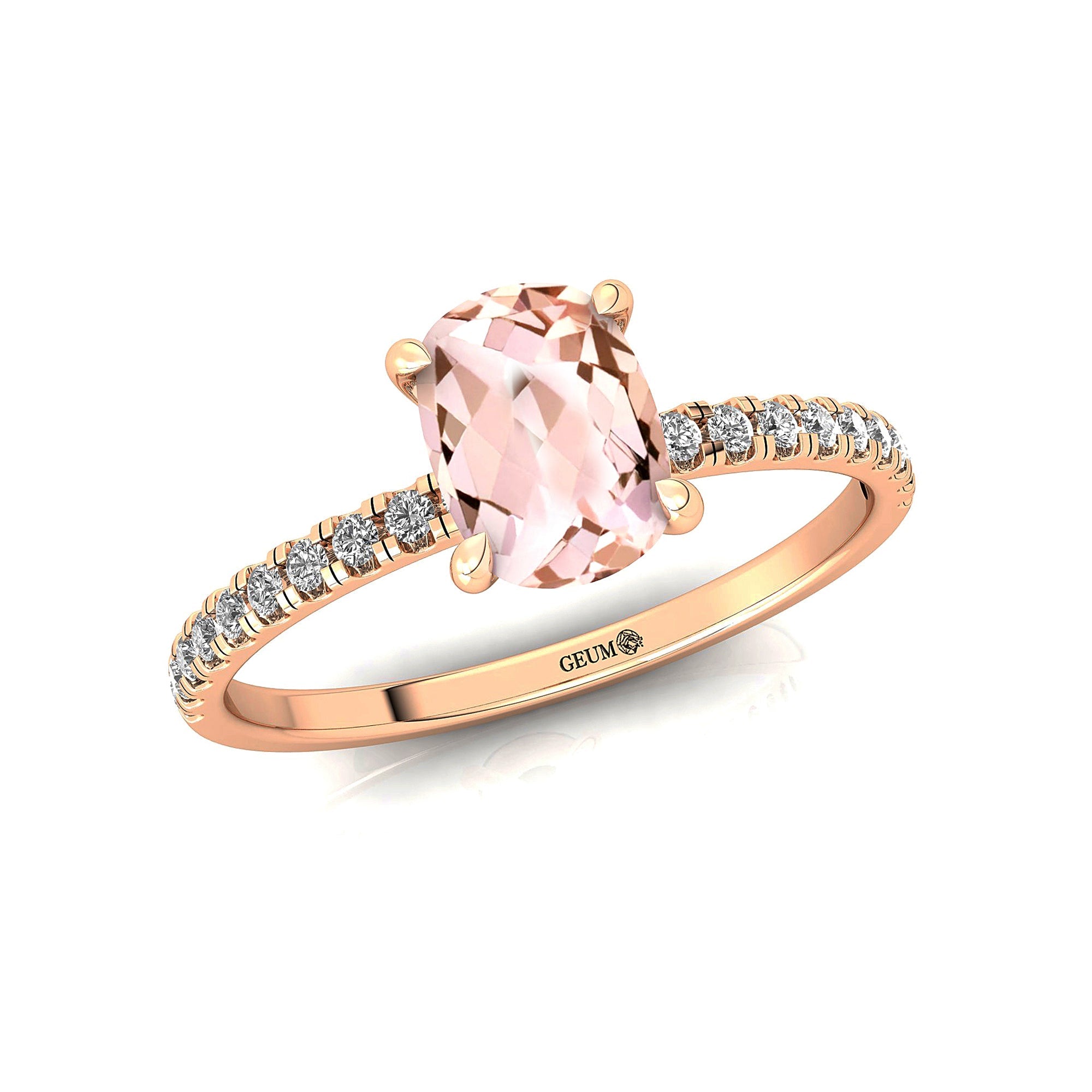 Long Cushion Morganite Thin Diamond Promise Ring - GeumJewels