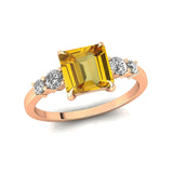 Princess Cut Yellow Sapphire Graduating Accent Diamond Ring - GeumJewels