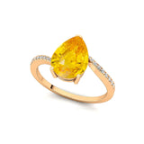 Twisted Up Down Band Pear Shaped Yellow Sapphire Ring with Accent Diamonds - GeumJewels