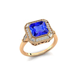 Vintage Style Square Cut Tanzanite Diamond Ring - GeumJewels