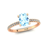 Long Cushion Aquamarine Thin Diamond Promise Ring - GeumJewels