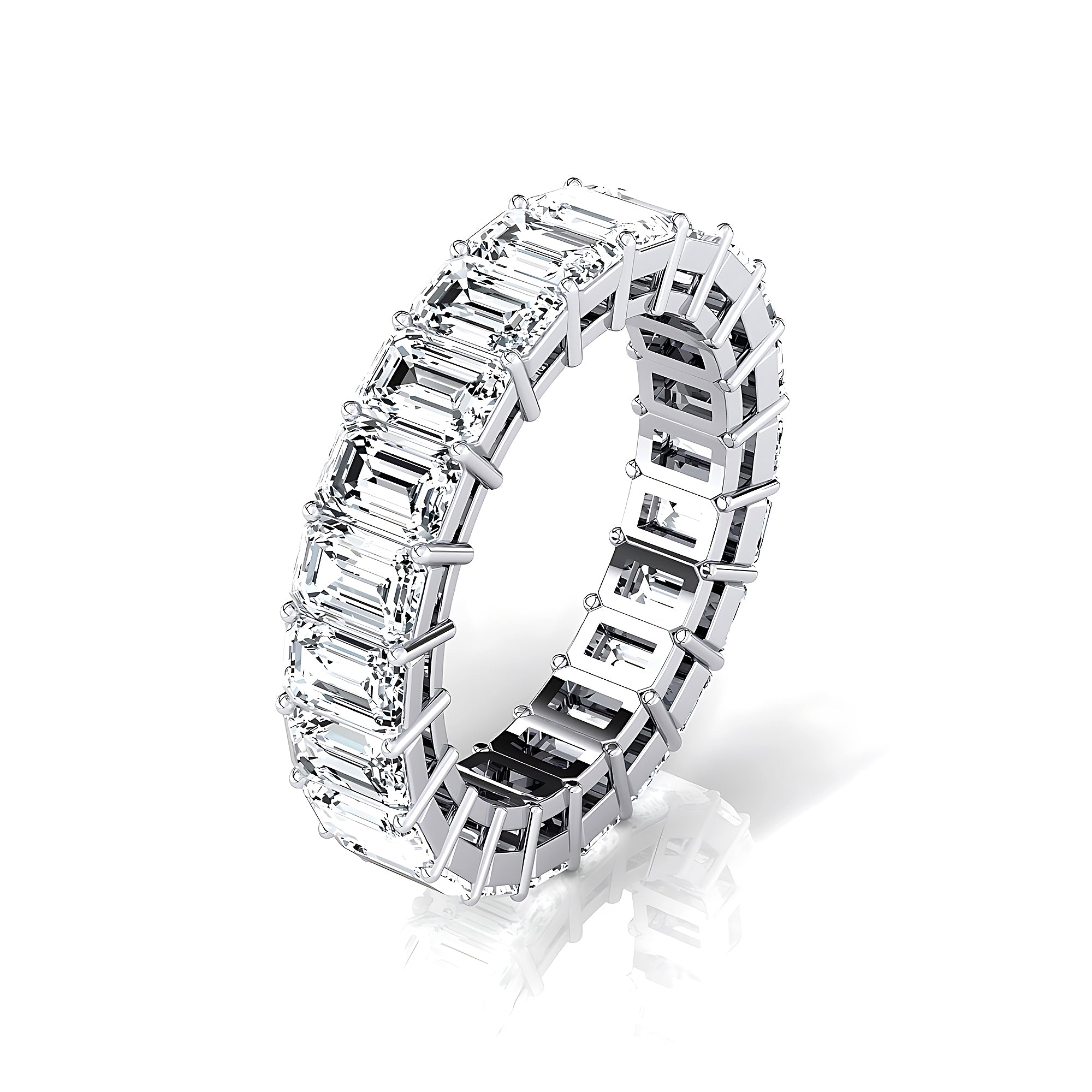 0.25ct each Emerald cut Diamond Eternity Ring - GeumJewels