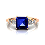 Princess Cut Tanzanite Graduating Accent Diamond Ring - GeumJewels