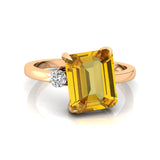 Emerald Shaped Yellow Sapphire with 3mm Accent Solitaire Engagement Ring - GeumJewels