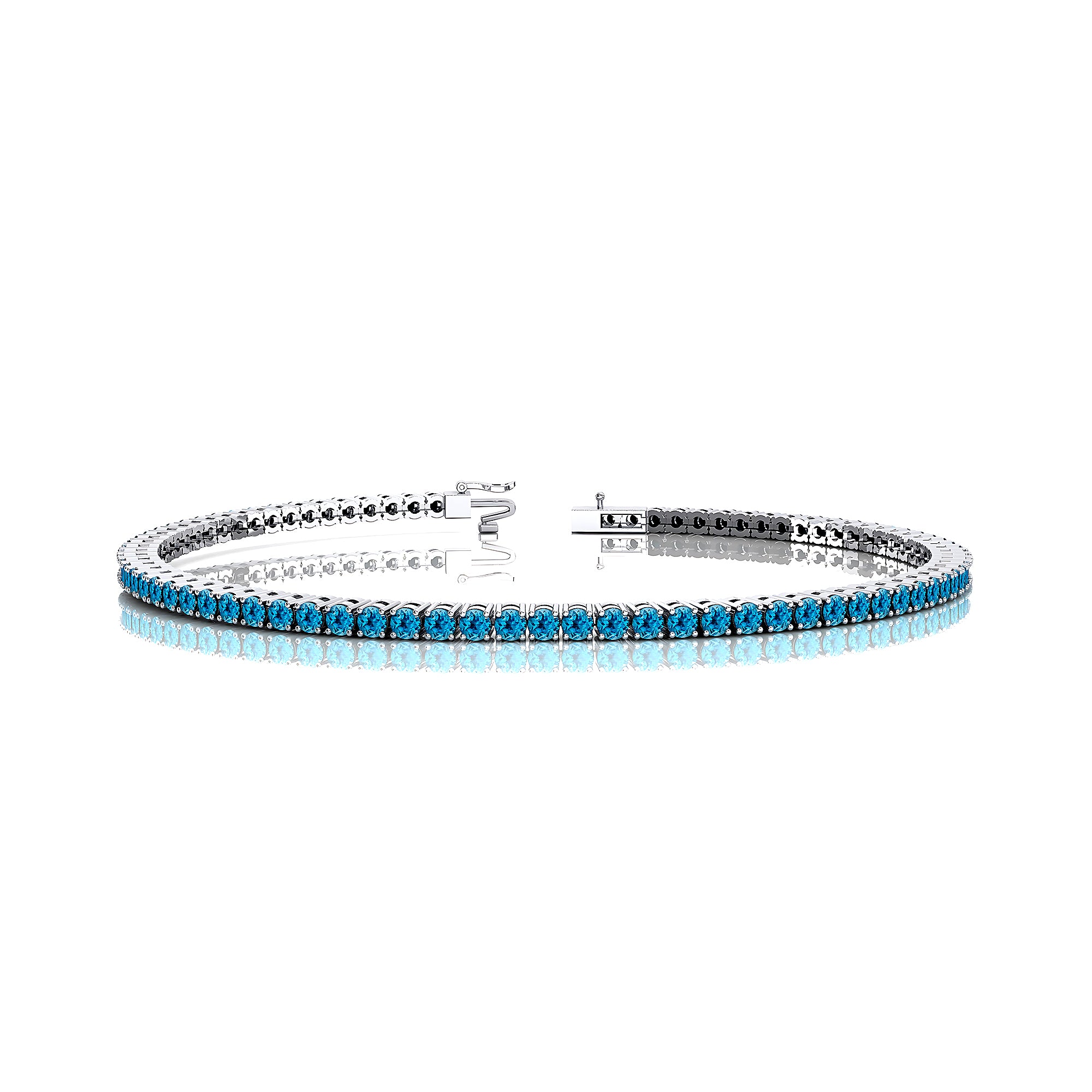 2mm Round Swiss Blue Topaz Tennis Bracelet - GeumJewels