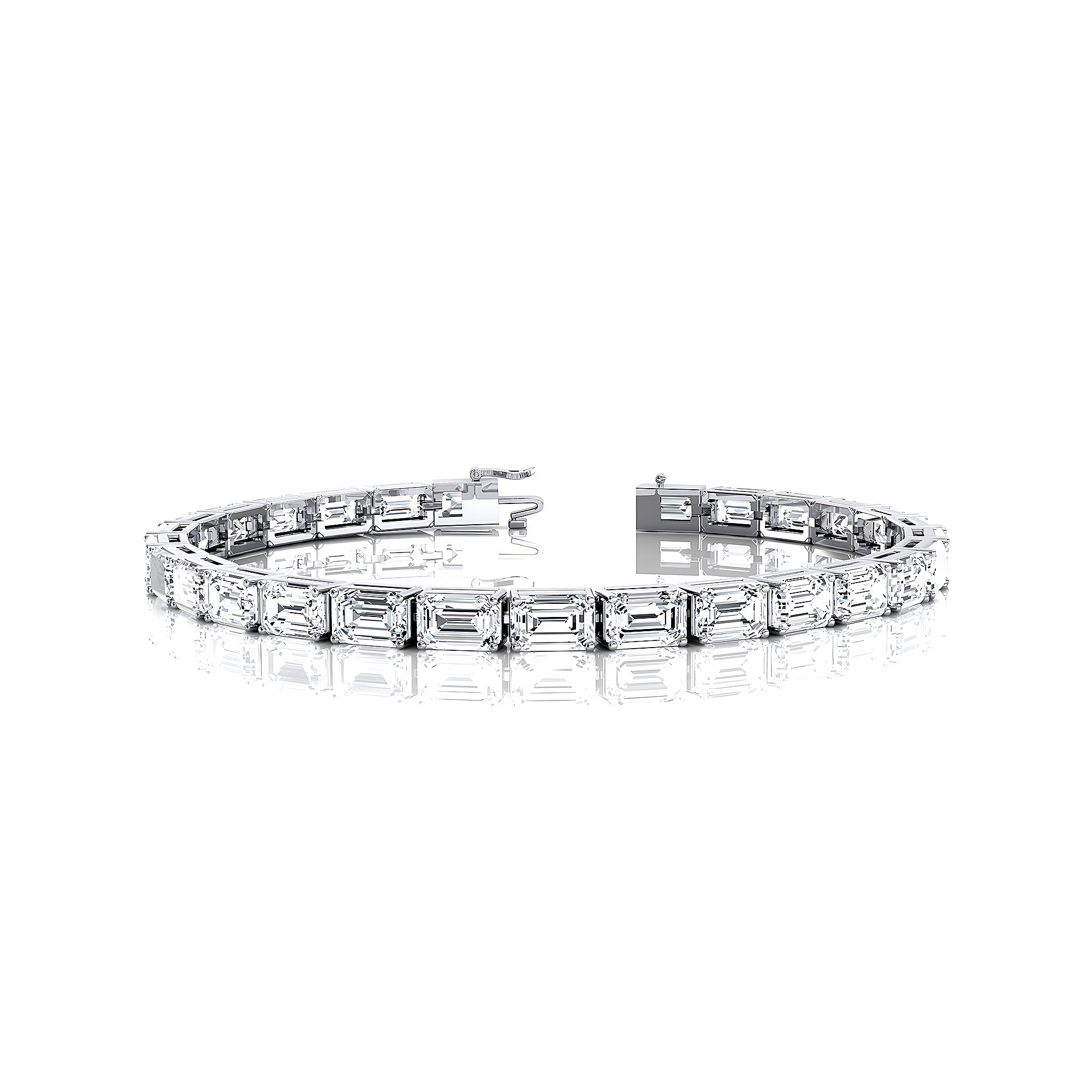 0.50ct Each Horizontally set Emerald Cut Diamond Tennis Bracelet - GeumJewels