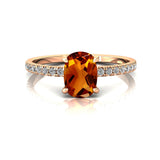 Long Cushion Citrine Thin Diamond Promise Ring - GeumJewels