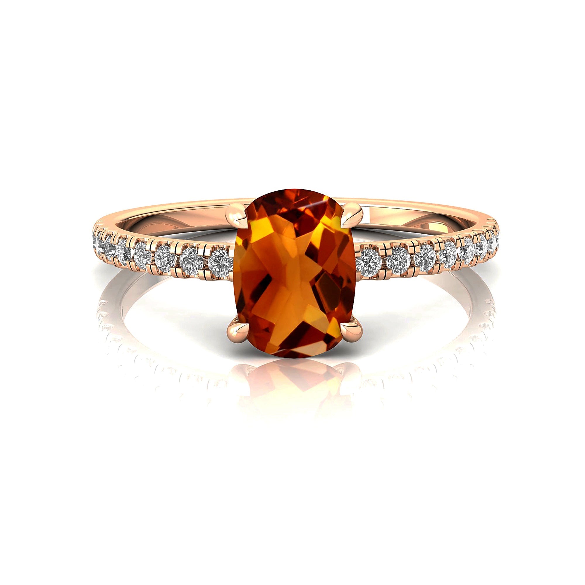 Long Cushion Citrine Thin Diamond Promise Ring - GeumJewels