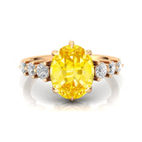 Oval Cut Yellow Sapphire with Graduated Diamonds Ring - GeumJewels