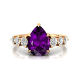 Pear Cut Amethyst with Graduated Diamonds Ring - GeumJewels