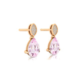 Illussion Set Diamond Earrings with Pear Cut Morganite - GeumJewels