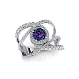 Solitaire Round Alexandrite Cocktail Diamond Ring - GeumJewels