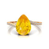 Twisted Up Down Band Pear Shaped Yellow Sapphire Ring with Accent Diamonds - GeumJewels