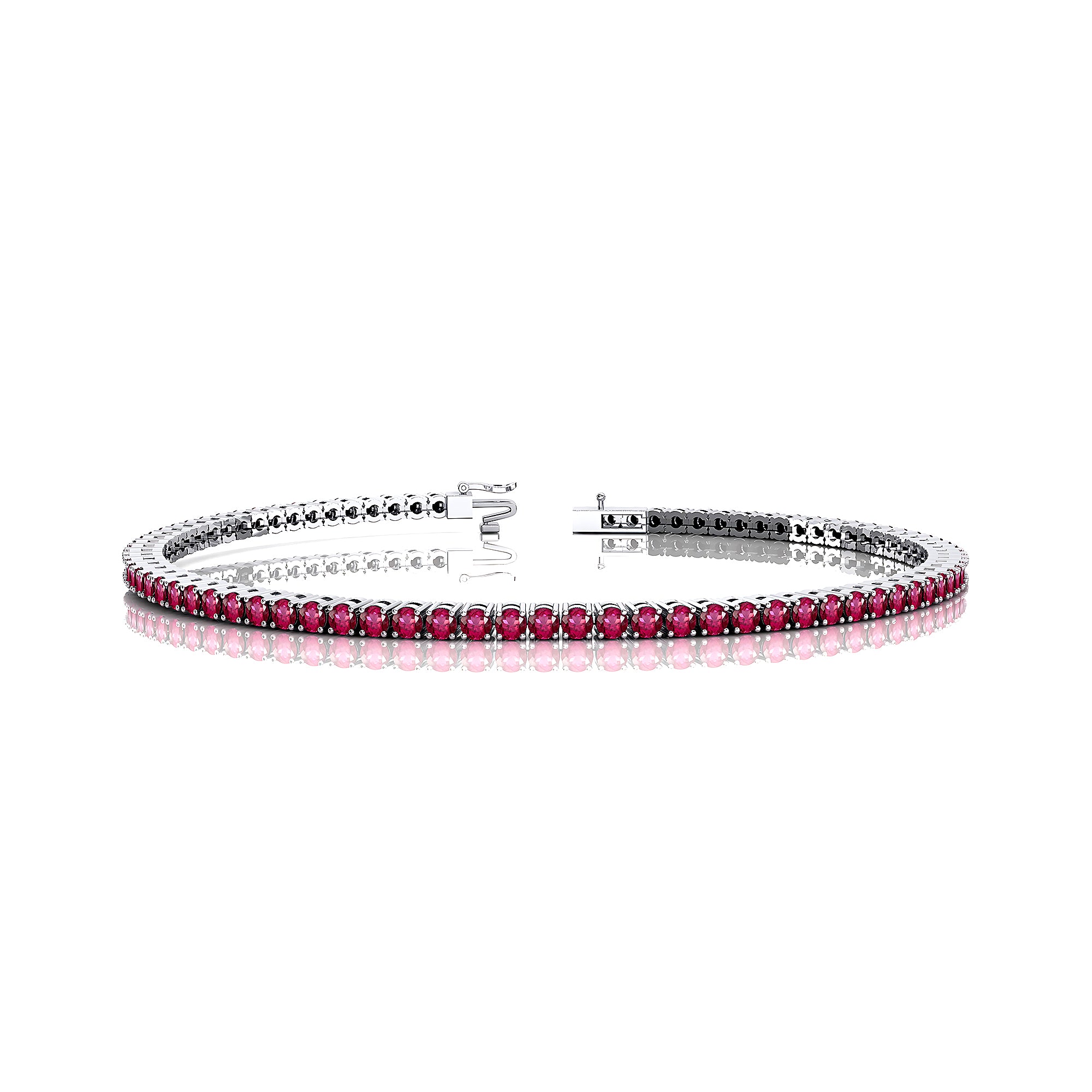 2mm Round Pink Sapphire Tennis Bracelet - GeumJewels