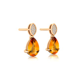 Illussion Set Diamond Earrings with Pear Cut Citrine - GeumJewels