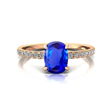 Long Cushion Tanzanite Thin Diamond Promise Ring - GeumJewels