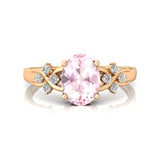 Criss Cross Diamond Ring with Oval Cut Morganite - GeumJewels