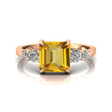 Princess Cut Yellow Sapphire Graduating Accent Diamond Ring - GeumJewels