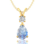 Moonstone Teardrop Pendant with Solitaire Diamond - GeumJewels